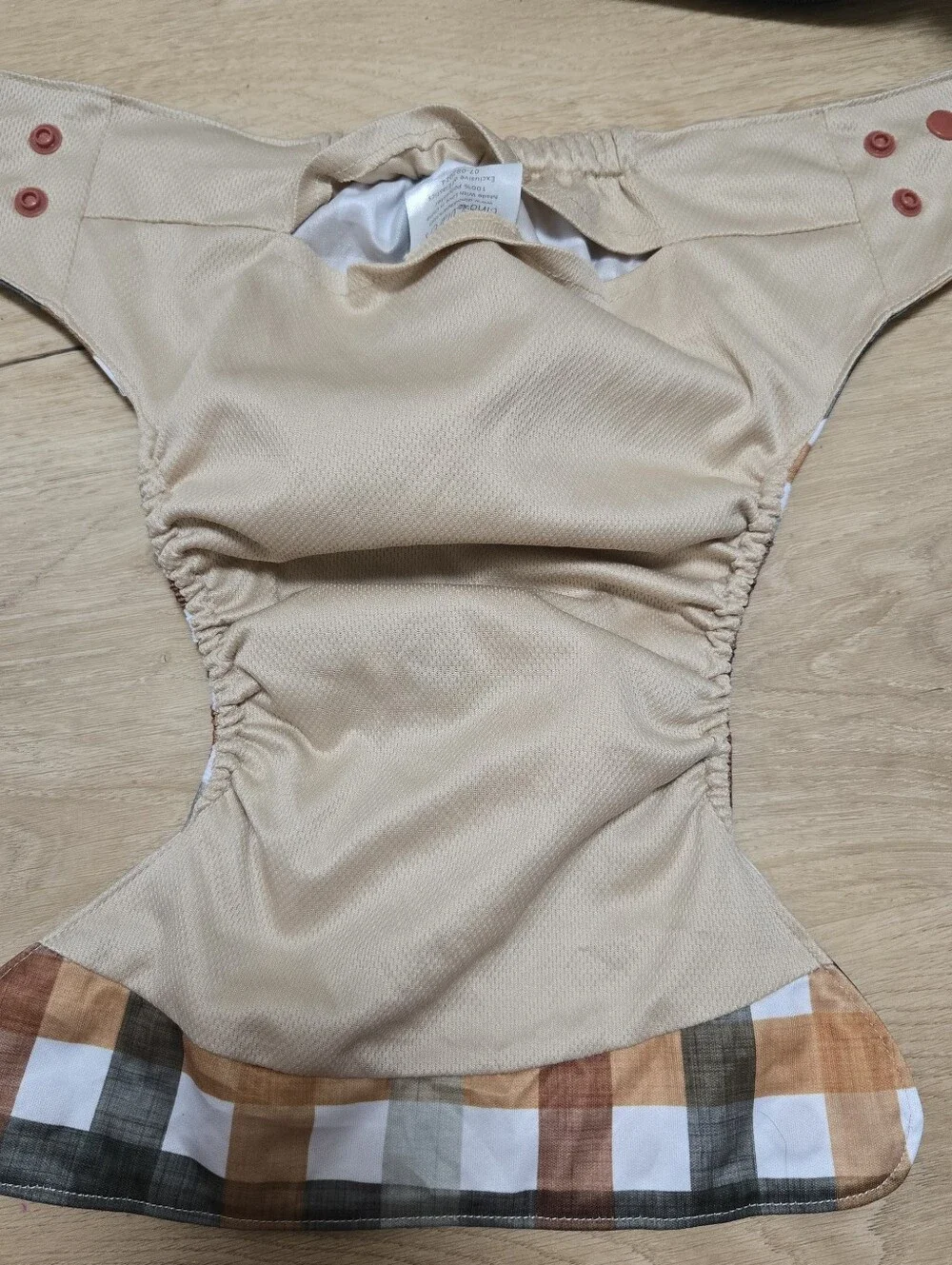 Dino diapers one size pocket cloth diaper gingham print